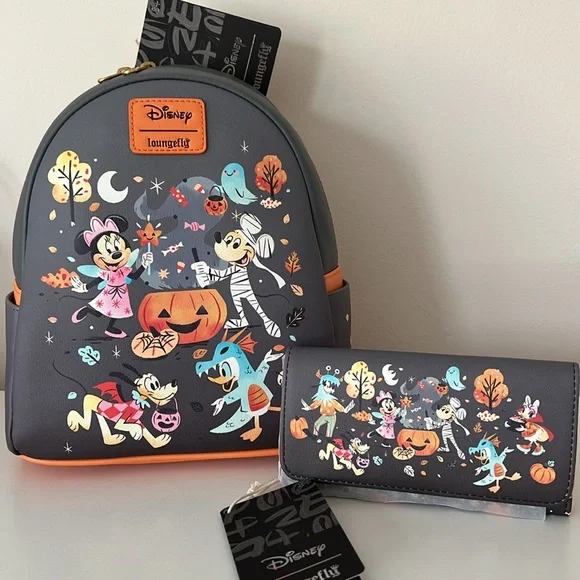 NWT Loungefly Disney Halloween Costumes Mini Backpack and wallet set - Picture 3 of 14